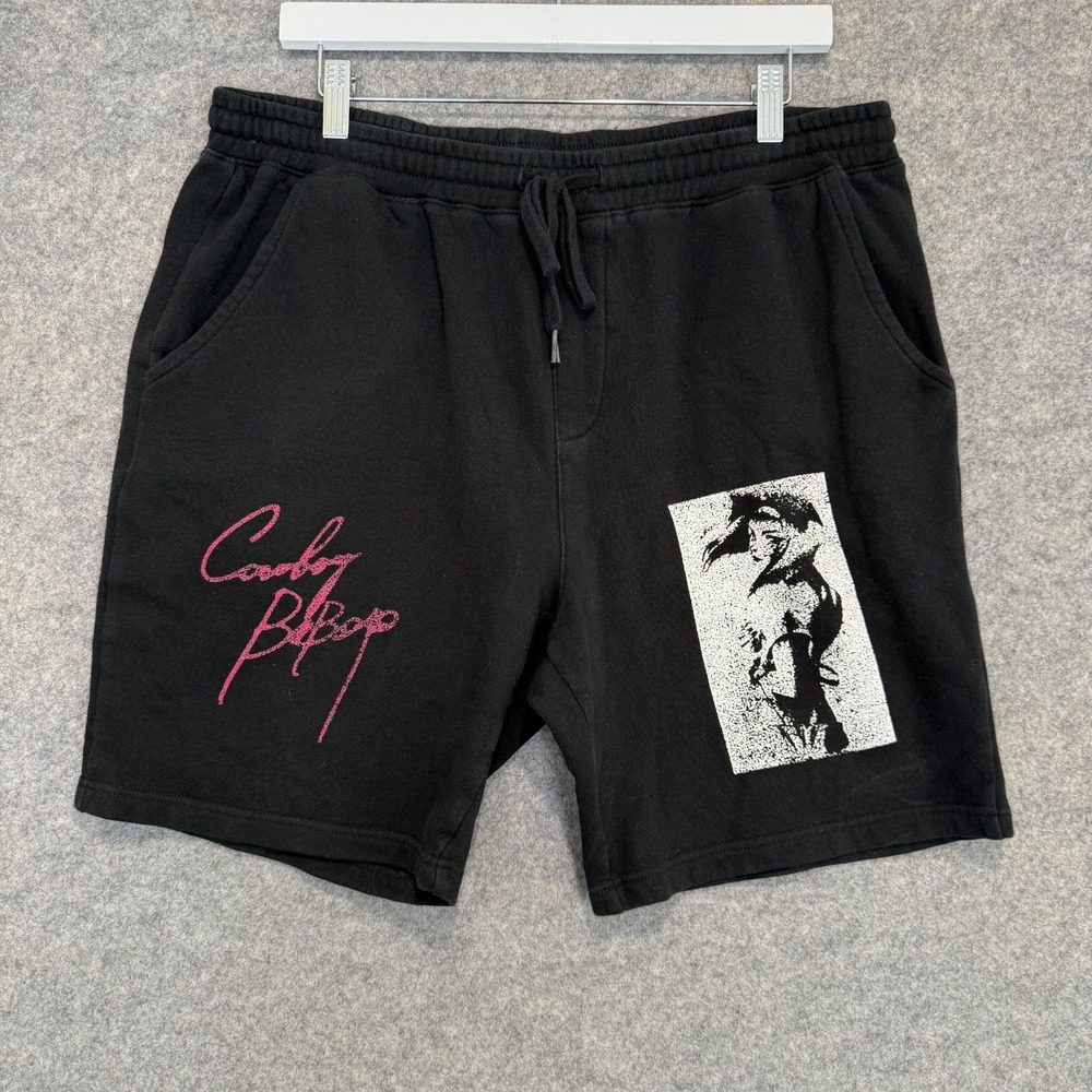 Atsuko Cowboy Bebop Sweat Shorts Mens XL Graphic Drawstring Black 8"‎ Inseam
